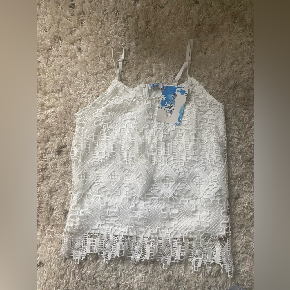 White Lace Sleeveless Top